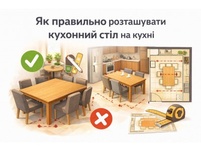 Як правильно розташувати кухонний стіл на кухні