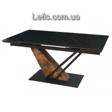 Стіл Fernando розкладний 160(+2х30)х90 см керамограніт старий дуб/чорний матовий