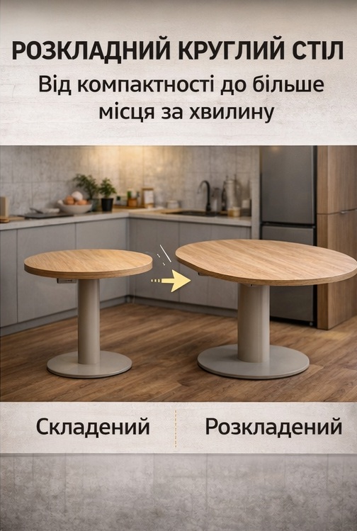розкладний круглий стіл