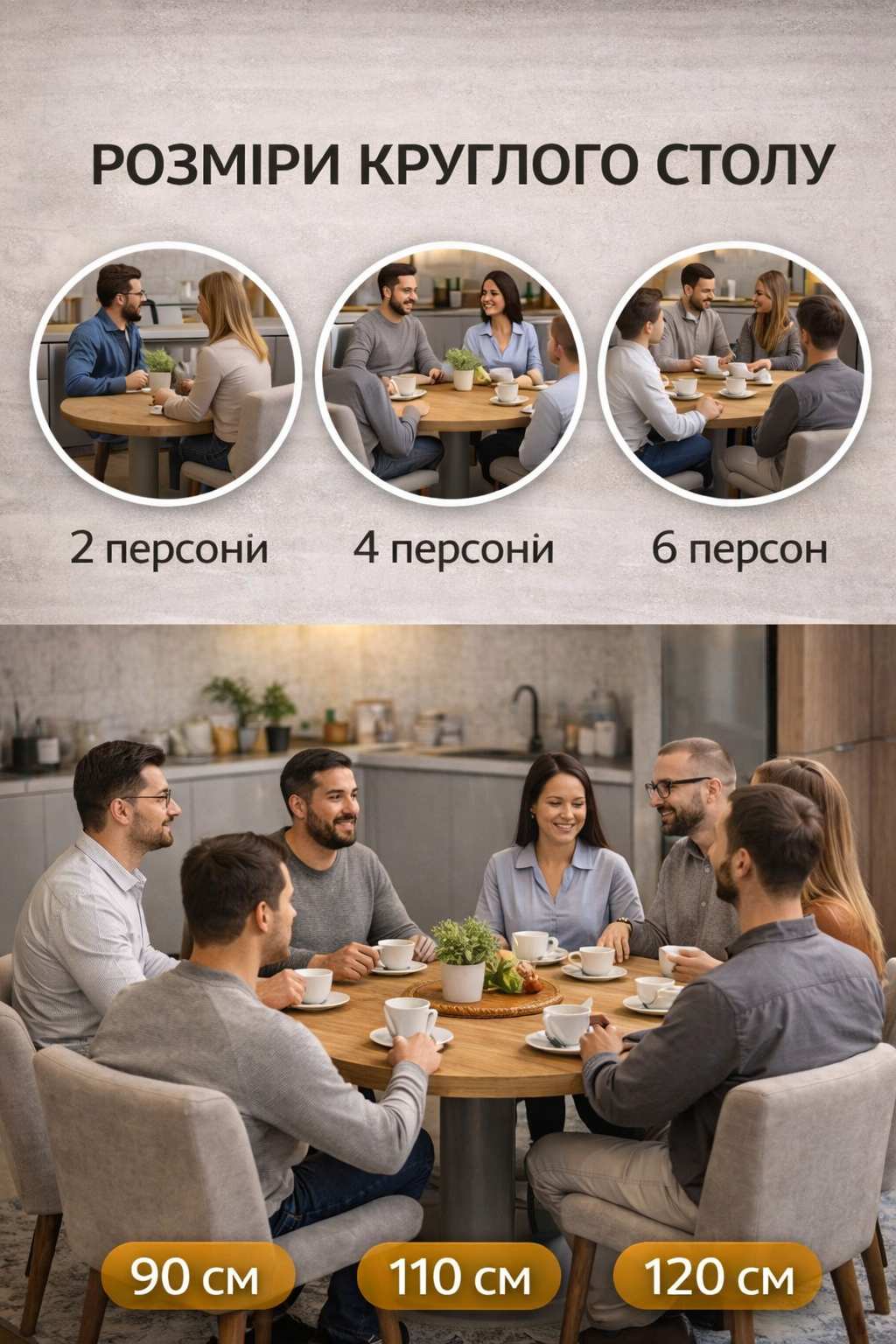 рекомендовані розміри круглого столу