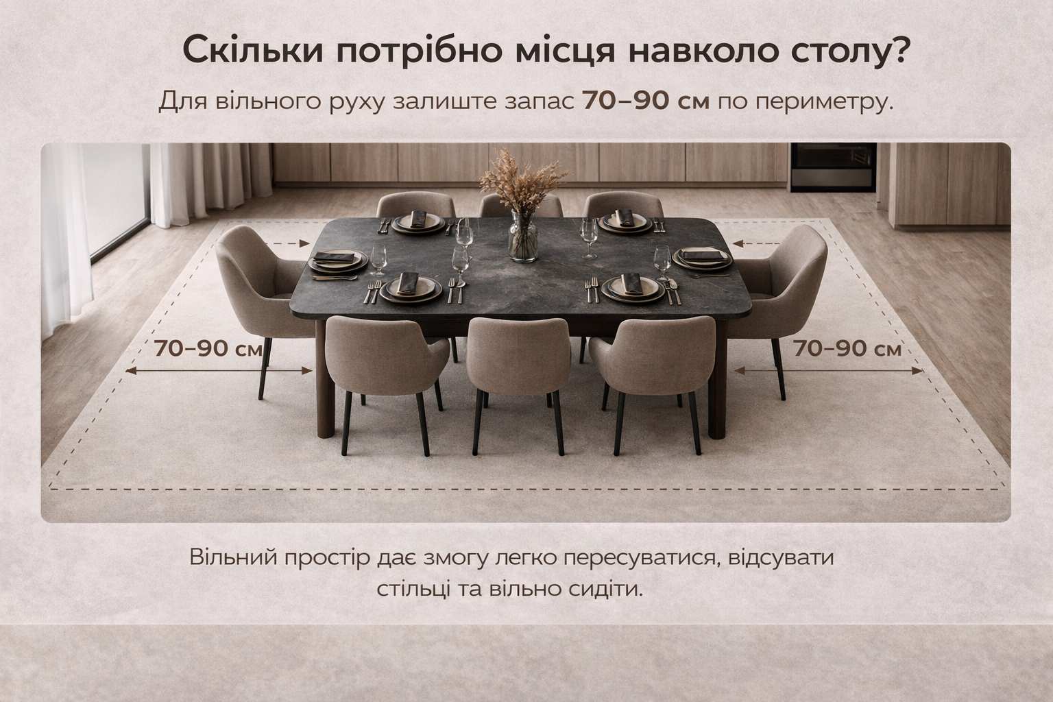 Скільки місця потрібно навколо столу